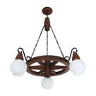 Lustre Roda de Carroça Envelhecido 3 Lâmpadas 603E - Luminárias Muller