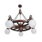 Lustre Roda de Carroça Envelhecido 5 Lâmpadas 605E - Luminárias Muller
