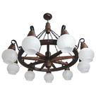Lustre Roda de Carroça Envelhecido 9 Lâmpadas 609E - Luminárias Muller