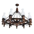 Lustre Roda De Carroça Envelhecido 9 Lâmpadas 909E
