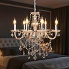 Lustre Sala de Jantar Candelabro de Cristal Legítimo 5 braços E14 Bivolt Decorativa Para Sala