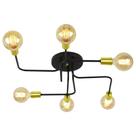 Lustre Sputnik 6 Braços Preto/Dourado Quarto Sala Cozinha