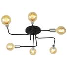 Lustre Sputnik 6 Braços Preto/Escovado Quarto Sala Cozinha