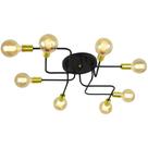Lustre Sputnik 8 Braços Preto/Dourado Quarto Sala Cozinha
