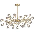Lustre Teto 85cm Ramos de Árvore 45 LEDs Luminária Metal Dourado Gimpo RA-45-GOLD-ASH