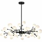 Lustre Teto 85cm Ramos de Árvore 45 LEDs Luminária Metal Preto Pétalas Gimpo RA45B