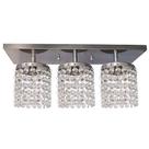 Lustre teto base inox retângula 3 cubos redondo pedras de cristais