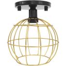 Lustre Teto Plafon Industrial Aramado Globo Dourado Retrô Luminária Vintage Preto Agp Ilumini