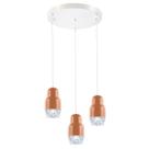 Lustre Triplo em Led na cor Cobre