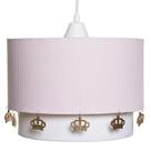 Lustre Tubular Duplo Rosa Com Corôas Douradas Quarto Bebê Infantil Menina