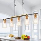 Lustre UnicozoHome de 5 luzes em preto e dourado com vidro transparente
