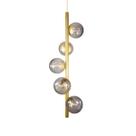 Lustre Vertical Figo OURO - 5 Globos Esfera de Vidro Fumê Lustre Vertical Figo OURO - 5 Globos Esfera de Vidro Fumê