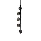 Lustre Vertical Figo Preto - 5 Globos Esfera De Vidro Fumê