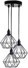 Lustres Luminaria Aramado Triplo modelo Diamante 03 Juntos Na Mesma Canopla Ideal para mesa de Jantar, Sala, Quarto Preto