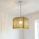 Lustres Luminária Pendente de Teto Fibra Natural Sisal Rústico Palha 30cm com Fio