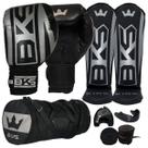 Luva Boxe Muay Thai - Caneleira Bolsa Bandagem Bucal - Bks