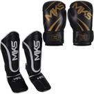 Luva Boxe Muay Thai New Champion Preta/Dourada + Caneleira Muay Thai Prospect Preta - Mks Combat