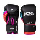 Luva Boxe Muay Thai Profissional Cor PRO Preto e Azul Maximum Pro Séries Cor:Preta+AzulTamanho:14OZGenero:Unissex