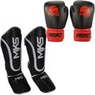 Luva Boxe Muay Thai Prospect Preta/Vermelha + Caneleira Muay Thai Prospect Preta - Mks Combat Luva Boxe Muay Thai Prospect Preta/Vermelha + Caneleira Muay Thai Prospect Preta - Mks Combat