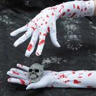Luva Branca Lisa ou com Sangue Falso Fantasia Halloween e Natal