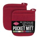 Luva de bolso e almofada quente Ritz Terry 100% algodão vermelho páprica, pacote com 2 unidades
