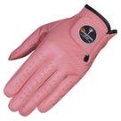 Luva de golfe masculina OptiColor Premium em couro rosa, mão esquerda, tamanho M