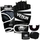Luva de mma venum challenger preta/branca + bandagem 4m + protetor bucal - venum