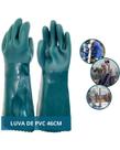 Luva De PVC 46cm Verde Cano Longo Forrada Palma Áspera Resistente Proteção Química MUCAMBO Luva De PVC 46cm Verde Cano Longo Forrada Palma Áspera Resistente Proteção Química MUCAMBO