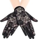 Luva Debutante De Renda Casamento 1 Par Flor Preto Delicado -