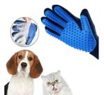 Luva Escova Nano Magnética Tira Pelos Pets Cães e Gatos cor Azul