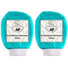 Luva esfoliante para banho turco Natural Elephant Teal Waves, pacote com 2