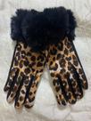 Luva Feminina Adulto Estampa de Onça Com Punho De Pelúcia Luva Feminina Adulto Estampa de Onça Com Punho De Pelúcia