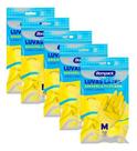Luva Látex Limpeza Pesada Multiuso Flocada P M G - 5 Pares