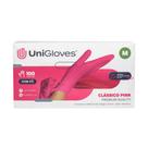 Luva Látex Unigloves Com Pó Rosa Neon 100 Unidades - M