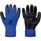 Luva Malha Kalipso Banho Nitrilico Nbr Wave Azul/Preta 9 - G - Kit C/12 Pecas