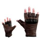 Luva Moto Texx Liberty Meio Dedo Couro Protetor Marrom