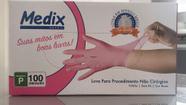 Luva Nitrila Sem Talco Rosa Medix