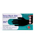 Luva nitrílica descartável sensi black slim p sem pó 100 unidades volk