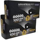 Luva nitrílica preta 100 unidades sem pó Bompack 2 unidades