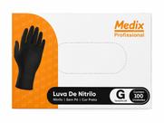 Luva Nitrílica Preta Medix 100 Unidades Sem Pó