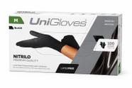 Luva Nitrilica Preta Unigloves Premium Tamanho M 100un Original