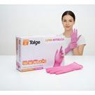 Luva Nitrílica Rosa Descartável Sem Pó C/ 100 Talge