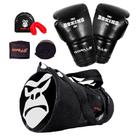 Luva Pro Boxe Muaythai Gorilla + Bandagen Elastica + Protetor Bucal c/ capinha + Bolsa transversal Luva Pro Boxe Muaythai Gorilla + Bandagen Elastica + Protetor Bucal c/ capinha + Bolsa transversal