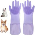 Luvas de banho para cães ROBATUN, silicone, comprimento estendido, roxas