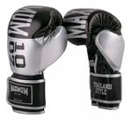 Luvas de Boxe Muay Thai MMA OZ Prata e Preto Maximum