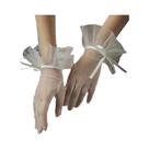 Luvas De Casamento Brancas De Renda Com Laço De Pérolas, Acessórios Vintage Transparentes Para