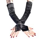 Luvas de cetim sem dedos, extra longas para mulheres, 50 cm, nylon preto