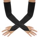 Luvas de cosplay Sibba Black Fingerless Long Lace Mesh Satin
