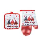 Luvas de cozimento resistentes ao calor, xadrez rosa de Natal, conjunto de 2