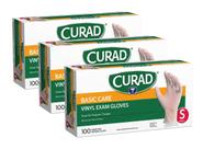 Luvas de exame Curad Vinyl sem pó, 100 unidades cada (pacote com 3), pequenas Luvas de exame Curad Vinyl sem pó, 100 unidades cada (pacote com 3), pequenas